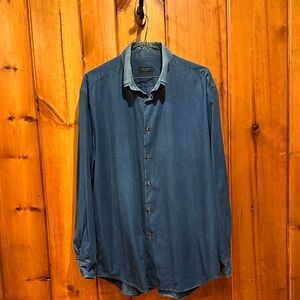 Equilibrio Italia Men’s Blue Casual Button Down Shirt Size XL Made in Italy